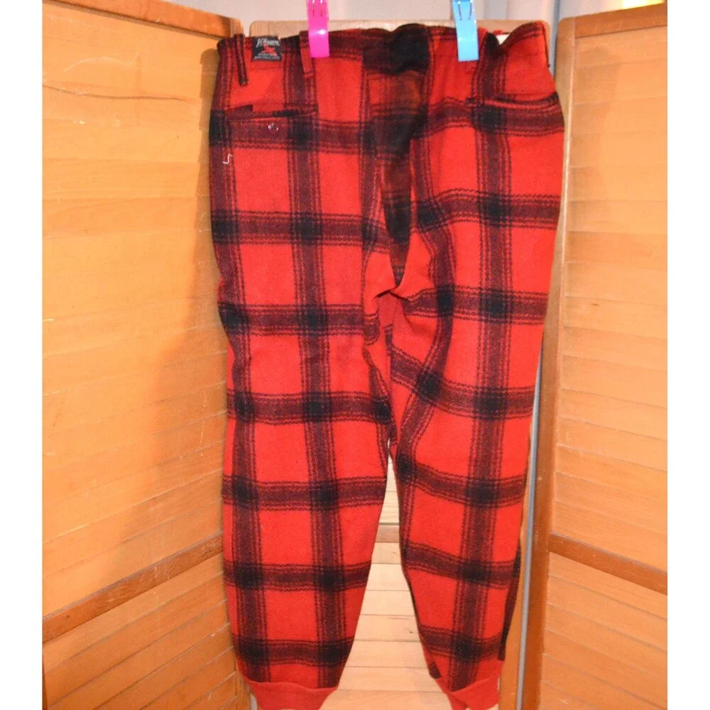 Vintage Pants Wool 1940s 1950s Hunters Plaid